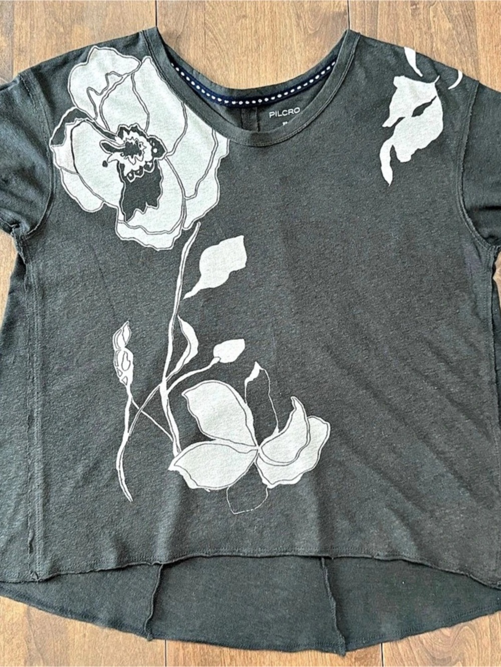 Anthropologie Pilcro Floral Cotton-Linen Oversized Sustainable Swing Tee (XS)